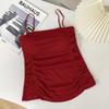 Venta al por mayor de fábrica puro want nuevo chaleco pequeño de tirantes plisados con almohadilla en el pecho interior y exterior para llevar arriba hermoso top de tubo para la espalda mujeres