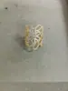 Anel Flor de Linha Oca Preenchido com Zircônia Estilo Exagerado de Luxo Leve para Mulheres, Joia de Dedo Única, Doce, Delicada, Versátil