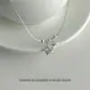 Colar de estrela de diamante azul fresco e sonhador com contas de prata fosca, nicho gentil e versátil para o trajeto, corrente de clavícula de luxo leve