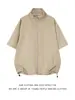Camisa Casual de Manga Corta con Cuello Mao y Cremallera para Hombre, Estilo Retro Japonés Moderno, Holgada, de Medio Manga, para Verano