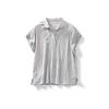 Camisa Branca Manga Curta Solta Estilo Literário em Algodão Puro com Gola Dupla e Etiqueta de Exportação Única Japonesa para Mulheres
