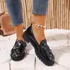 Comercio exterior transfronterizo talla grande otoño 2026 nuevos mocasines de suela gruesa y tacón grueso para mujer, zapatos de cuero slip-on estilo británico