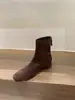 Botines cortos para mujer, botines sencillos para primavera/otoño, nuevo estilo 2025, versátiles, simples, con tacón grueso, gamuza, botines de estilo coreano, botines ajustados