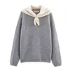 Comercio Exterior Transfronterizo Estilo Europeo y Americano Ropa de Mujer Za Aliexpress Venta Caliente Casual Holgada Capucha de Punto con Lazo