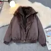 Rey Lobo Polar Sentado en una Montaña Chaqueta de Algodón Falsa de Dos Piezas con Cuello de Piel para Hombre, Engrosada, Cálida, Holgada, Versátil Abrigo de Algodón, Chaqueta de Moda para Hombre