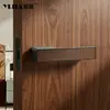 Fechadura de porta minimalista ecológica para uso doméstico, maçaneta de porta interna de madeira de nogueira, magnética, silenciosa, universal para quarto e banheiro