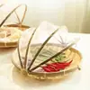 Cesta de bambu à prova de insetos com tampa de tela, peneira para uso doméstico, secagem de alimentos, cesta de armazenamento à prova de moscas, cesta de bambu com tela para pães cozidos no vapor