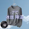Camiseta de Hielo de Seda de Otoño, Moderna y Versátil, Malla de Secado Rápido, Casual, Sin Marca, Estilo Japonés, Nuevo Modelo de Manga Larga para Hombre