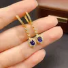 Pendientes de Zafiro Natural Transfronterizos Accesorios para Mujer Nicho Joyería de Alta Gama Plata 925 4*5mm Moda Venta Directa de Fábrica