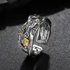 Plata Pura 990 Estilo Étnico Elegante Retro Anillo Abierto Ancho Flor de Ciruelo Joyería de Plata Regalo para Mujeres