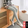 Calça-legging de algodão grossa com forro de fleece e pezinho, peça única térmica, 220 gramas, disponível para dropshipping