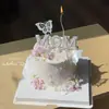 2026 Día de las Madres Decoraciones de Pastel de Moda Perla Blanca Adorno para Mamá Hermosa Mariposa Topper de Cumpleaños para Mamá