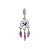 Atrapasueños Mariposa Estilo Bosque Aleación Esmalte Incrustado Diamante Morado Borla de Pluma Colgante Accesorios DIY Pulsera Cuentas Colgante