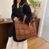 Bolso de Lana a Cuadros de Estilo Nuevo de Primavera y Verano para Mujer, Bolso Tote Casual Moderno y Versátil de Estilo Coreano, Bolso de Hombro de Gran Capacidad para Señoras