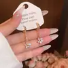 Aretes de Flor con Microincrustaciones de Circonita Estilo Coreano para Mujer, Lujo Ligero, Elegantes, Aretes de Gama Alta, Modernos, Versátiles, Aretes Únicos al por Mayor