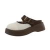 Chinelos Birkenstock Sapatos Femininos Primavera e Verão Novos Chinelos Meio Abertos de Malha Vazada Sandálias de Bico Fechado de Sola Grossa Sapatos Preguiçosos