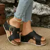 Chanclas de Playa con Hebilla de Cinturón de Suela Gruesa Transfronterizas para Mujer 2025 Nuevo Estilo de Verano Plataforma Talla Grande Casual Sandalias de Una Tira 43