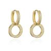 Brincos de cobre banhados a ouro 18K com zircônia microincrustada, brincos simples femininos, Venda quente de comércio exterior europeu e americano, fornecimento transfronteiriço australiano, Novo