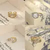 Anillo Abierto de Dos Tonos Electroplateado de Moda Estilo Coreano y Japonés para Mujer, Lujo Ligero, Gama Alta, Anillo Único y Elegante