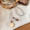 Cuerda de Cera Cuentas de Madera Colgante de Bellota Caqui Cadena para Clavícula Estilo Étnico Chino Nuevo Cadena Retro Nicho de Gama Alta