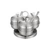 Tarro de condimentos de acero inoxidable tarro recto arqueado juego europeo de tres piezas botella de condimentos caja de condimentos utensilios de cocina venta al por mayor