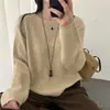 Suéter Básico de Cuello Redondo con Lentejuelas para Mujer 2026 Otoño/Invierno Nuevo Estilo Holgado Perezoso Suave de Punto de Manga Larga