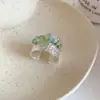 Serenidad de Té Blanco, Anillo Abierto Irregular de Perla Tejido Plegado, Anillo de Dedo Índice de Lujo Ligero de Gama Alta, Accesorio de Mano de Moda