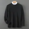 Nuevo Suéter de Lana de Cuello Redondo para Hombre, Suéter de Punto Grueso de Moda, Holgado, Talla Grande, Capa Base, Suéter Fino de Lana