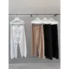 Pantalones casuales de pierna ancha versátiles de talle alto, mezcla de algodón Tencel minimalista NEIHE para mujer, colección de otoño 2026, 260211