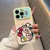 Funda de ventana grande de color contrastante de dibujos animados lindos adecuada para Apple 17 Pro Max, funda simple de anime 16/15 para niñas 14