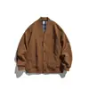 Cardigan Xadrez Preguiçoso Estilo Japonês Retrô Jaqueta Moletom Gola V para Homens, Jaqueta Solta Tendência de Outono para Casal