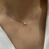 Colar com Pingente Quadrado Pequeno de Zircônia Açucarada Banhado a Prata S925 Ouro 18K Corrente de Clavícula Distintiva de Diamante Feminina Luxo Leve de Alta Qualidade