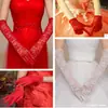 Vestido de Noiva 2022 Renda Vermelho Branco Cerimônia de Casamento Curto Longo Luvas de Cetim Atacado