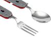 Precio de Fábrica Venta Directa Navaja Plegable, Tenedor y Cuchara Combinación Electrodomésticos de Acero Inoxidable Rojo Ensamblaje Cuchillo Multifuncional Desmontaje Vajilla