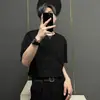 Camiseta de Manga Corta Pesada con Cielo Estrellado para Hombre, Marca Trendy de Calle, Top de Lentejuelas Estrelladas, Top de Verano Holgado con Sentido del Diseño