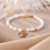 Yilu Plata de Ley S925 Chapado en Oro Perla de Agua Dulce Amatista Corte Calabaza Hueco Pulsera de Plata Fulu de Gama Alta Pulsera
