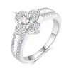 Anillo elegante para mujer estilo europeo y americano, diseño floral clásico francés, lleno de diamantes, moderno y sofisticado, versátil para fiestas nocturnas y eventos