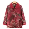 Colección Otoño 2026: Abrigo Corto para Mujeres de Mediana Edad y Mayores, Chaqueta Corta para Abuela de 70 Años con Cuello Solapa y Camisa Gruesa Estampada de Manga Larga