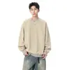 Sudadera Nueva de Otoño 2025 para Hombre Estilo Americano Cuello Redondo con Bordado de Patrón Colorido, Suéter Informal Holgado Oversized