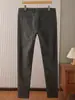 Calça Casual Modal com Etiqueta Cortada 9Mujia para Homens, Primavera e Outono, Cintura Média, Corte Reto, Cor Sólida, Calça Longa Levemente Elástica para Homens 44811