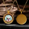 Colar Banhado a Ouro com Cravação de Diamantes Caixa de Pintura Thangka em Latão Mahakala Zakhila Ram Thangka da Tara Verde Pingente