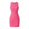 Vestido Tubinho Justo Estilo Puro Desejo Manga Curta Verão Novo Cintura Marcada Slim-Fit Cor Sólida Casual Curto para Mulheres