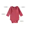 Enterizo Europeo y Americano Transfronterizo para Bebé con Cuello de Muñeca, Ropa de Manga Larga para Niños y Niñas, Body de Color Sólido Clase A con Borde de Volantes