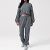 Conjunto de Yoga Outono e Inverno de Comércio Exterior, Moletom de Manga Longa com Gola Redonda, Leggings de Cintura Alta, Roupa Esportiva para Fitness, Roupa Casual de Outono