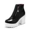 Botines de Tacón Alto para Mujer Comercio Exterior Otoño e Invierno Nuevo Estilo Coreano Punta Redonda Tacón Grueso Cremallera Impermeable Botas Martin de Mesa Talla Grande