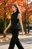 Chaleco de Traje para Mujer Retro de Cuello Alto Doble Botonadura con Dobladillo Fruncido, Cintura Entallada, Sin Mangas Ropa de Otoño para Mujer