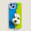 Perro de Peluche Pintura al Óleo Adecuado para Funda de Teléfono Móvil Apple 17 Iphone16 Nuevo Pro Lindo 15 Dibujos Animados Max Mujer 14