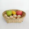 Cesta Redonda de Bambú Tejido para Frutas Hogar Sala de Estar Cesta de Bambú para Frutas Cesta para Huevos Pan Cesta Tejida de Bambú Cesta para Empaque de Regalos Almacenamiento