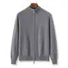 Cárdigan liso para hombre 100% lana, lana pura, estilo de negocios simple, tejido liso, versátil, abrigo elegante de otoño e invierno