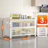 Estante de Almacenamiento para Cocina, Gabinete de Almacenamiento Multifuncional de Pizarra de Pie, Horno de Microondas Integrado Montado en Pared, Gabinete para Ollas y Tazones, Gabinete de Almacenamiento